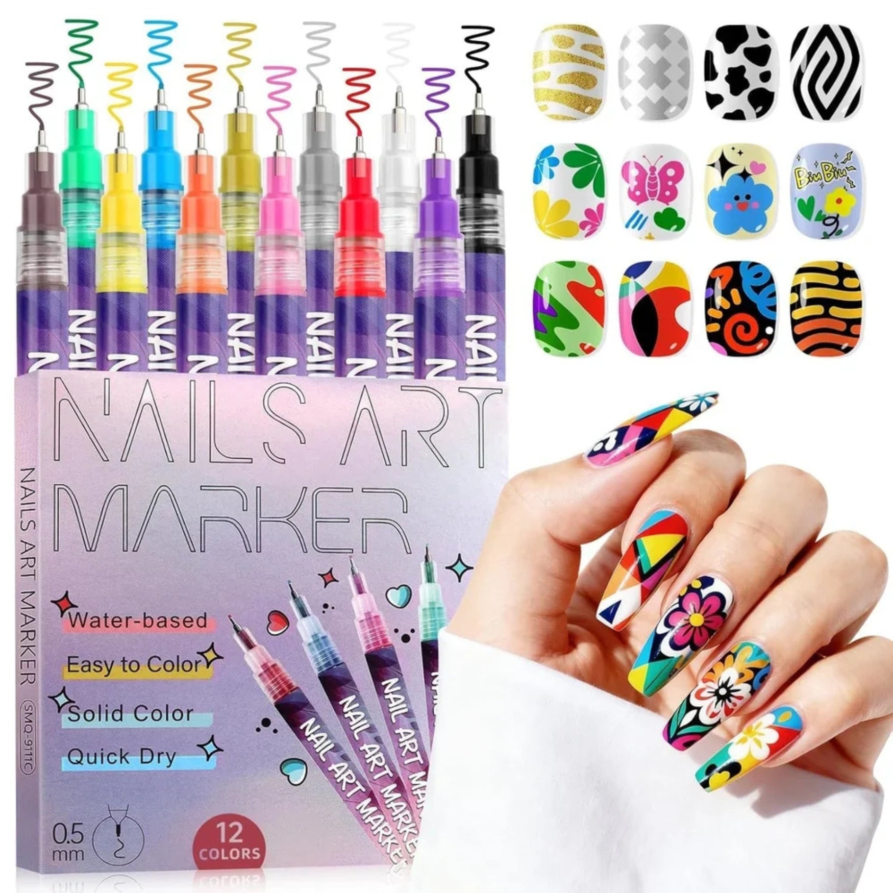 Nail Art Marker Pen | 12 Color Set