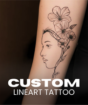 Custom Line Art Face Tattoo