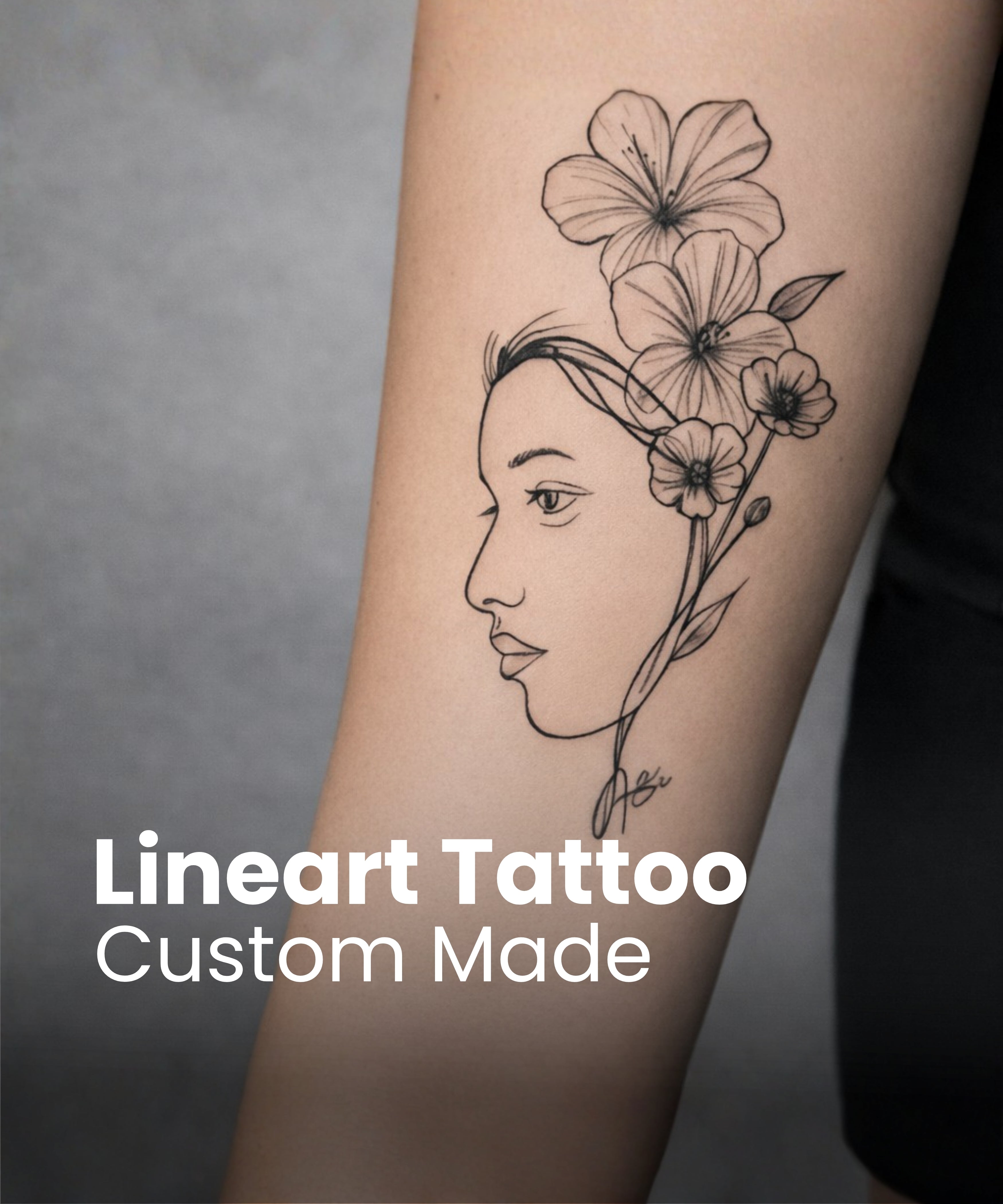 Custom Line Art Face Tattoo
