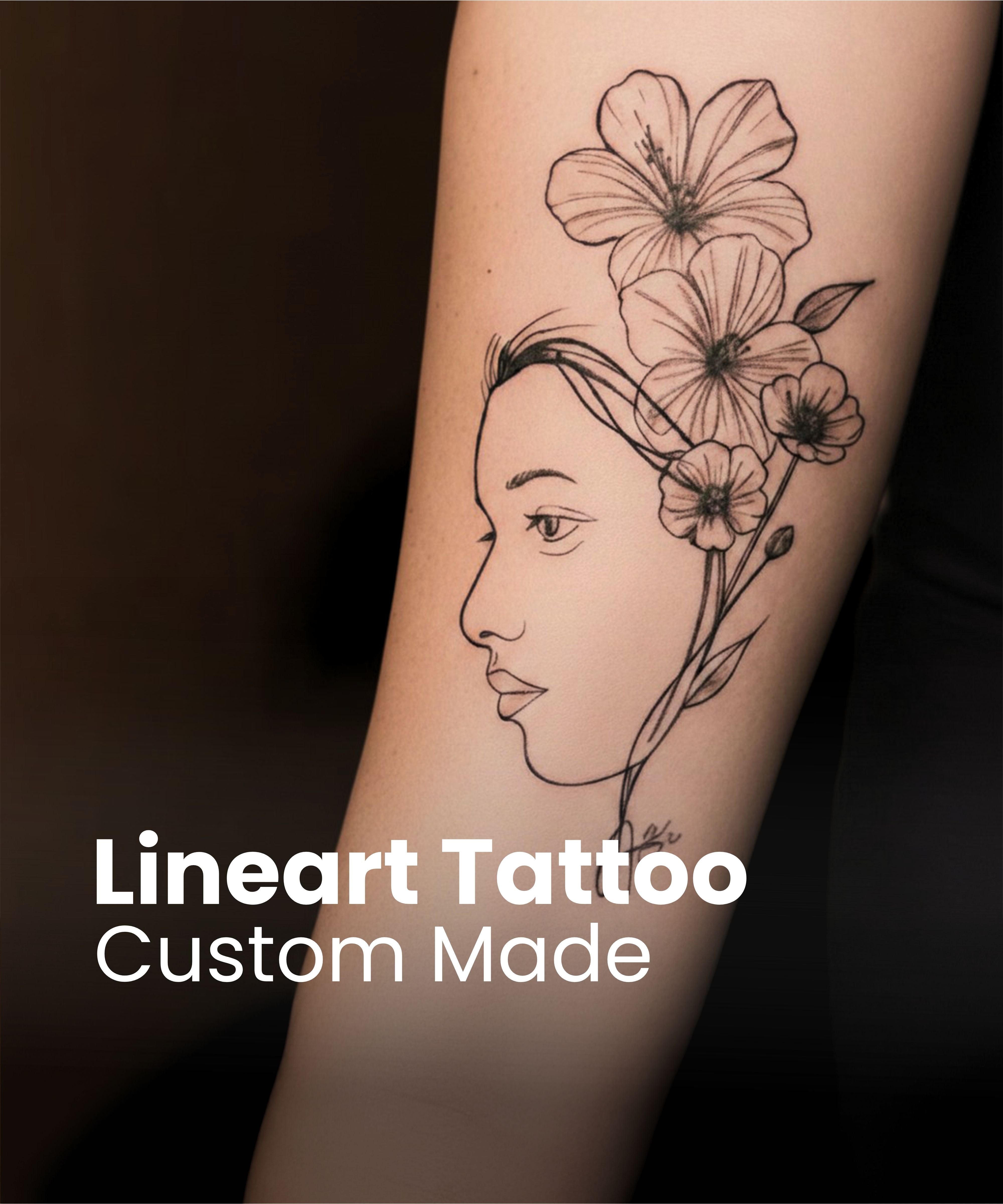 Custom Line Art Face Tattoo
