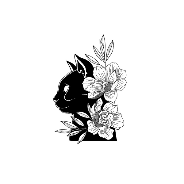 Botanical Cat Tattoo 