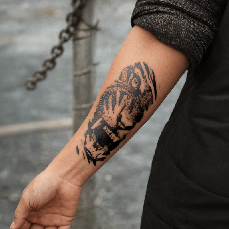 Angry Tiger tattoo