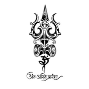 Decorative black symbol with text on a white background