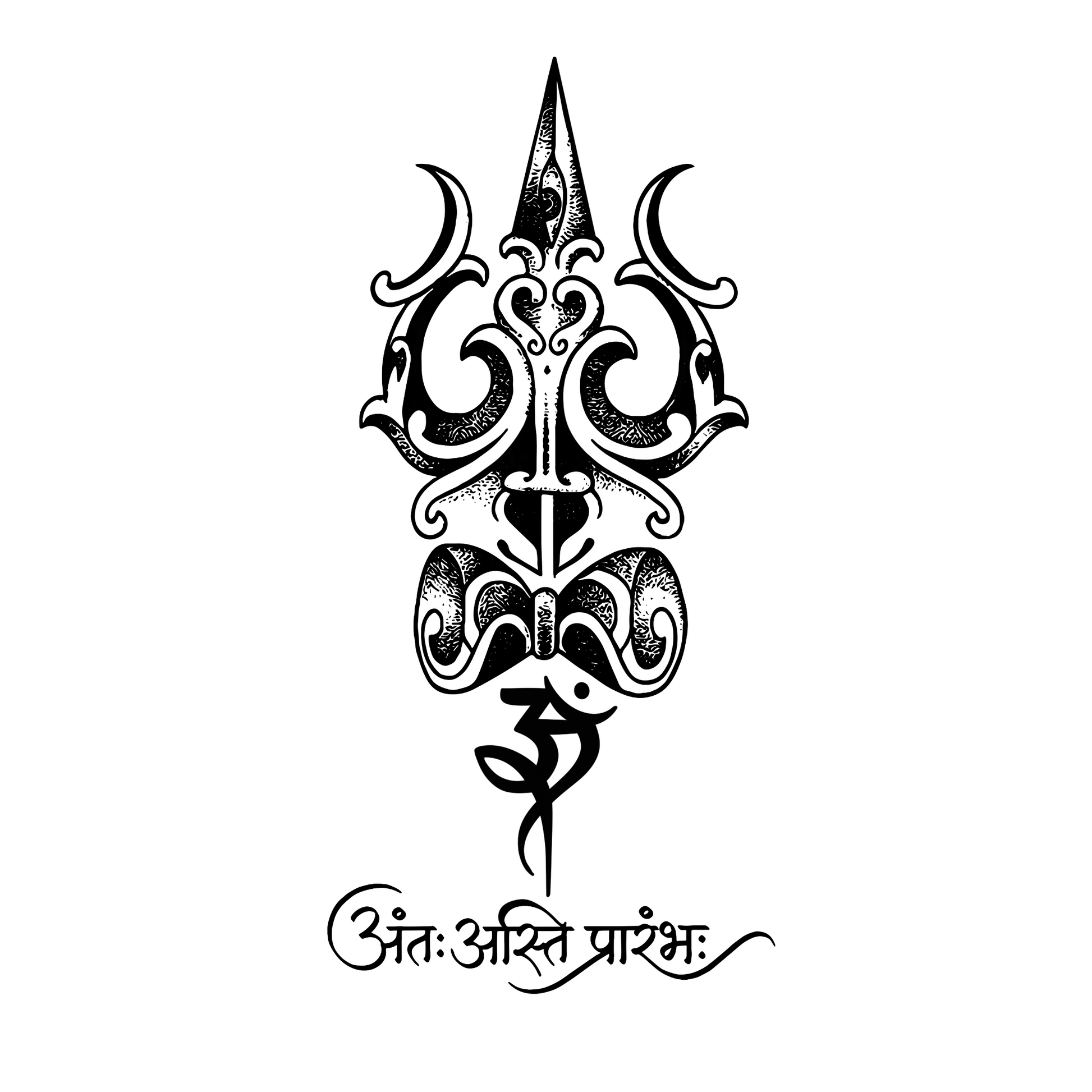 Decorative black symbol with text on a white background