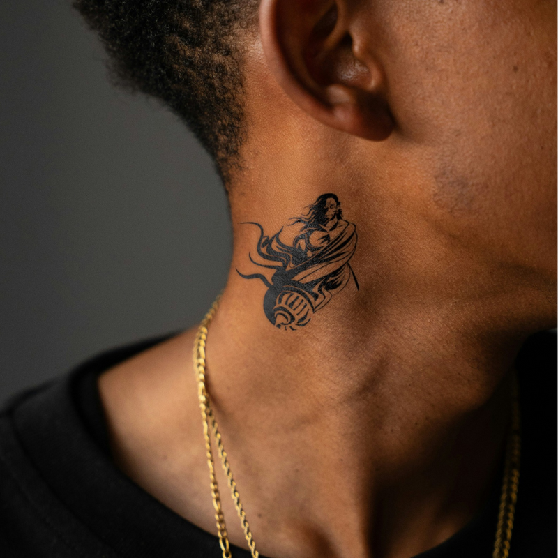 Bajarangbali Tattoo on neck