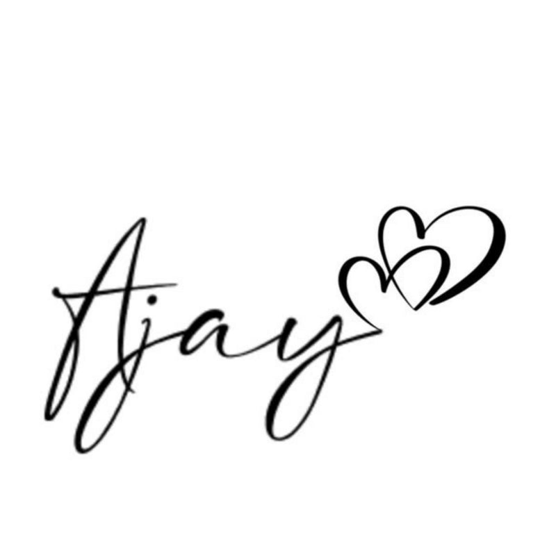 Name 'Ajay' with a heart symbol on a white background