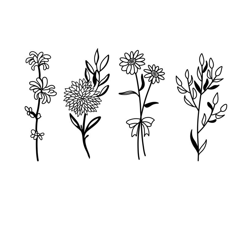 Floral Stem Set Tattoo 