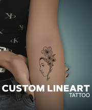 Custom Line Art Face Tattoo