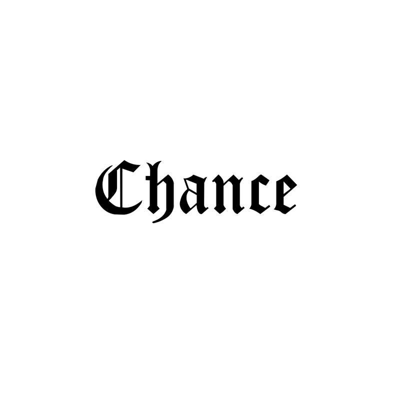 Black 'Chance' text on a white background