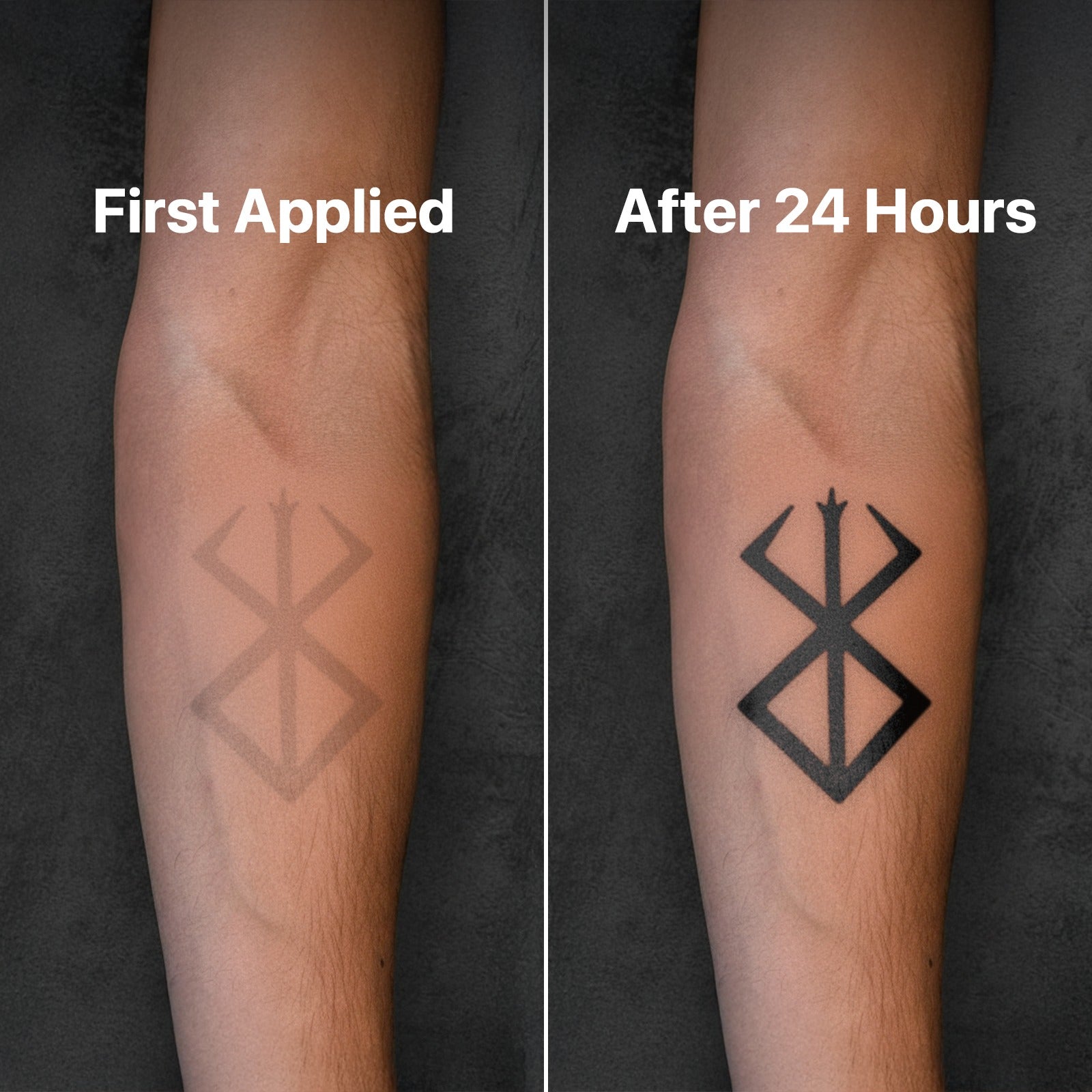 semi-permanent tattoo before and after 24 hours on skin