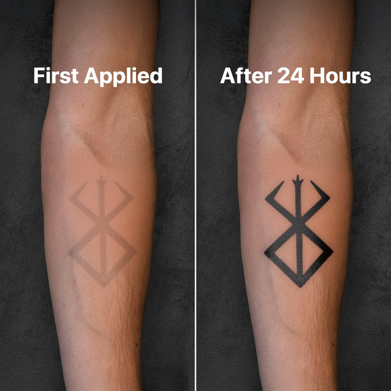 semi-permanent tattoo before and after 24 hours on skin
