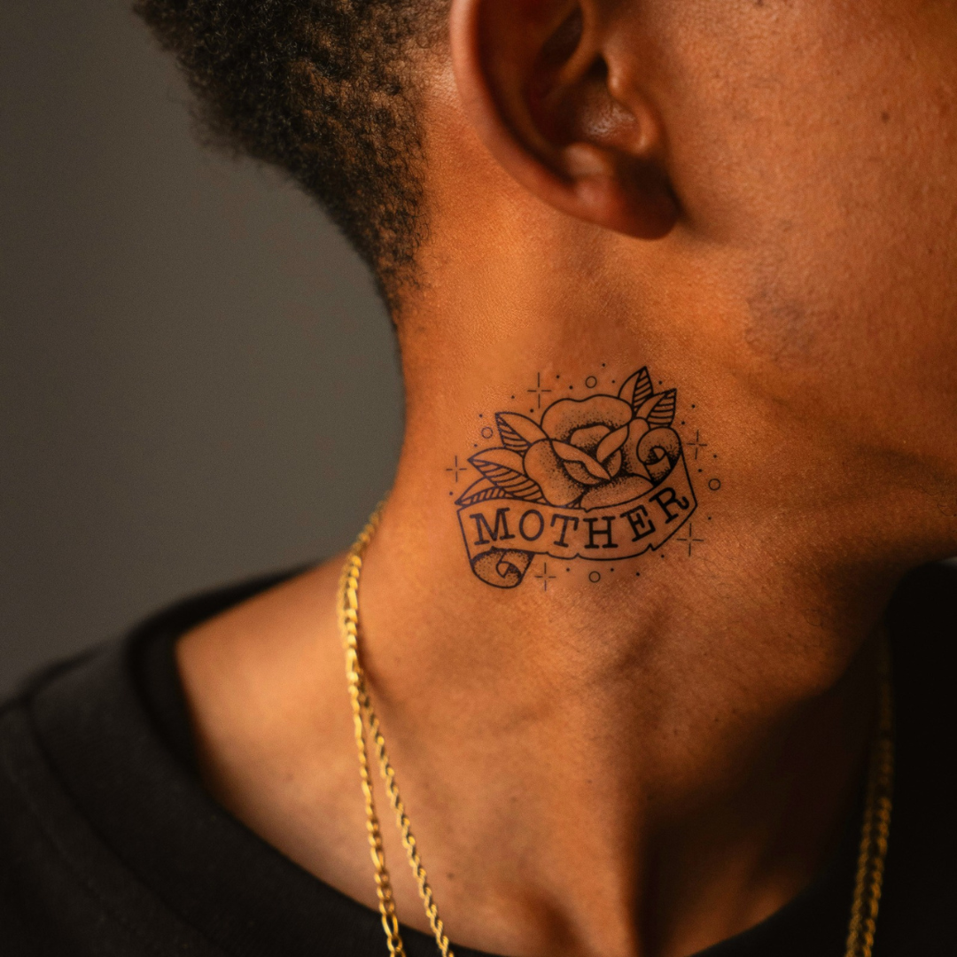 Mother's Garden Tattoo on neck