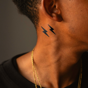 Double Lightning Mini Tattoo on neck