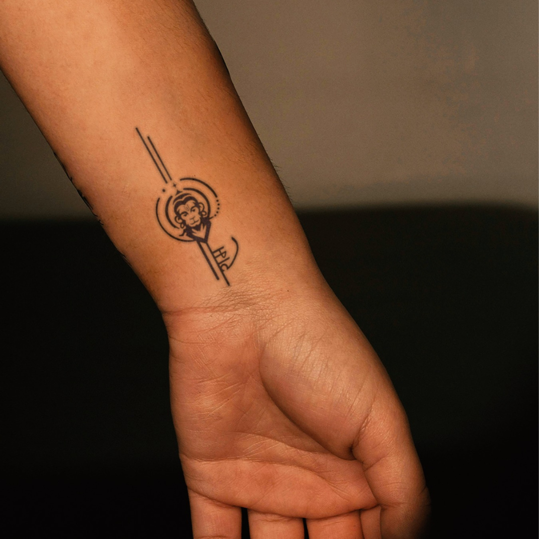 Ram Bhakt Hanuman Tattoo on wrist 