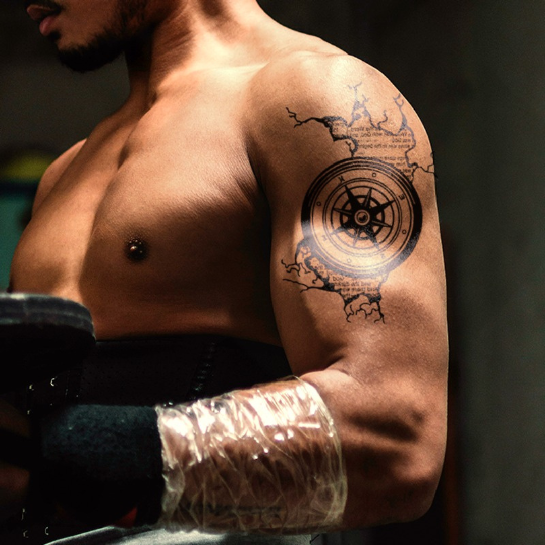 Wanderlust Temporary Tattoo on shoulder