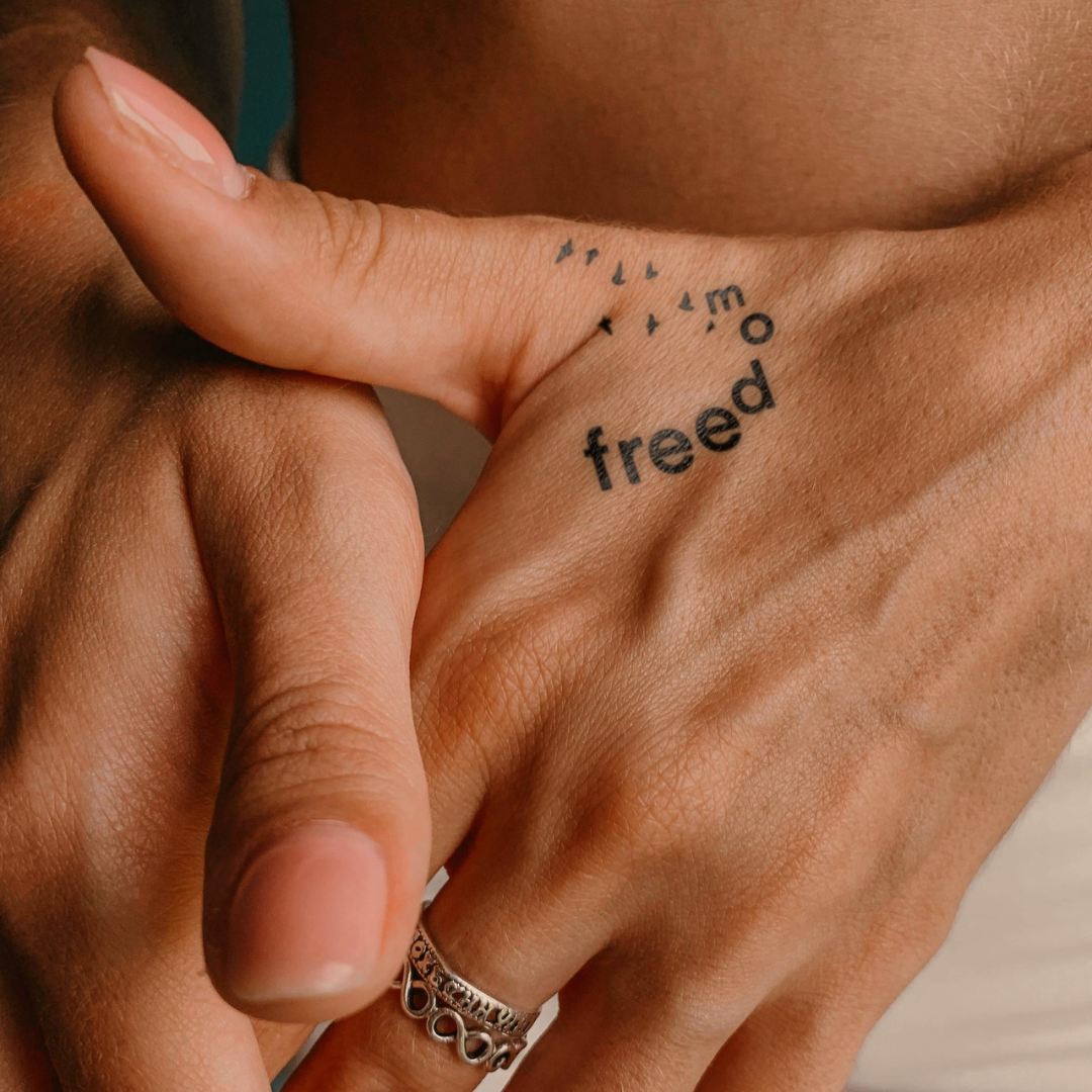 Birds Freedom Tattoo on hand