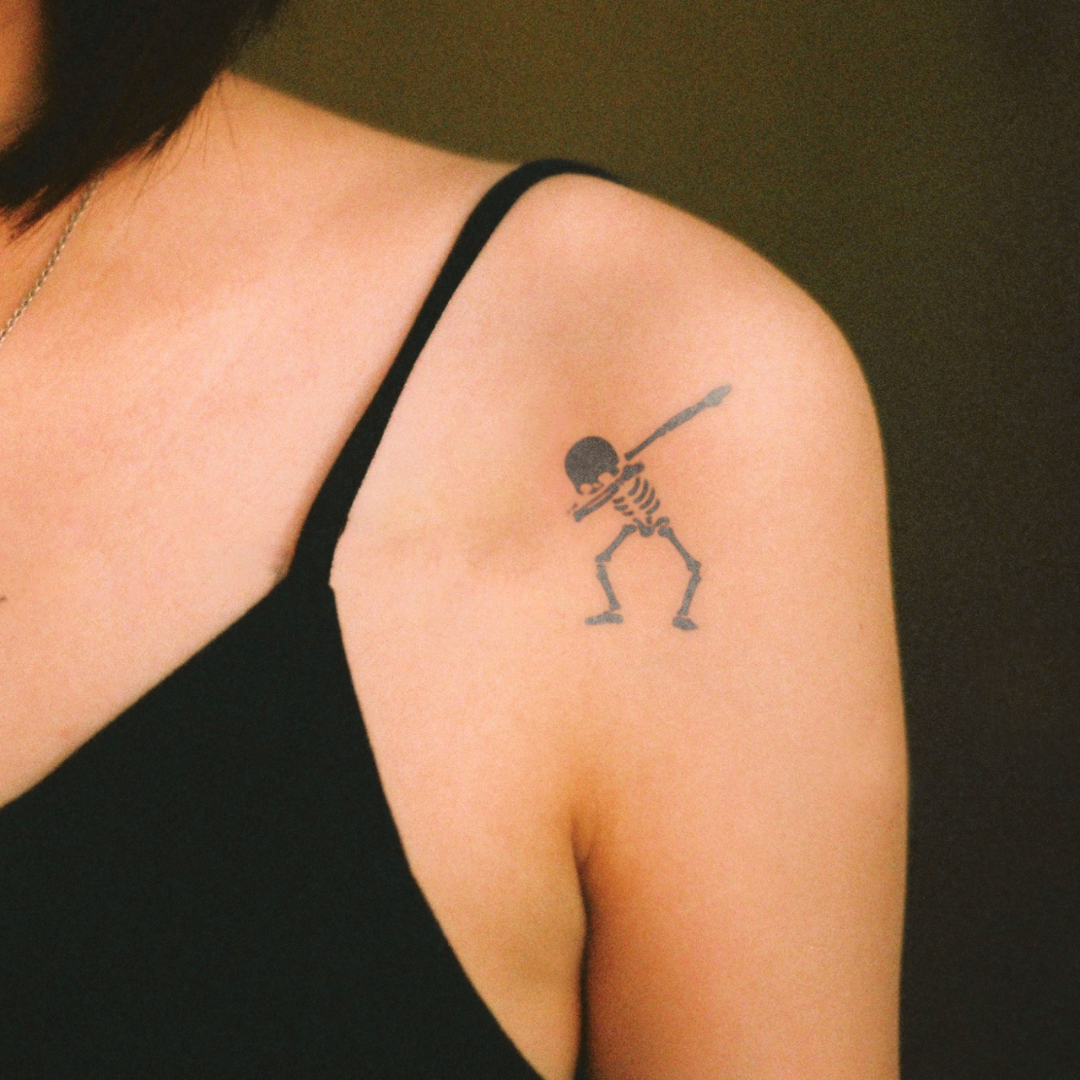 Hip-Hop Skeleton Tattoo on shoulder 