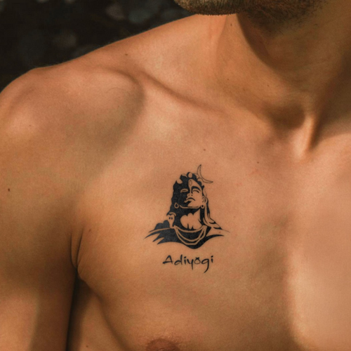 Adiyogi Tattoo on chest