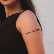 Made In Hell Tattoo on shoulder