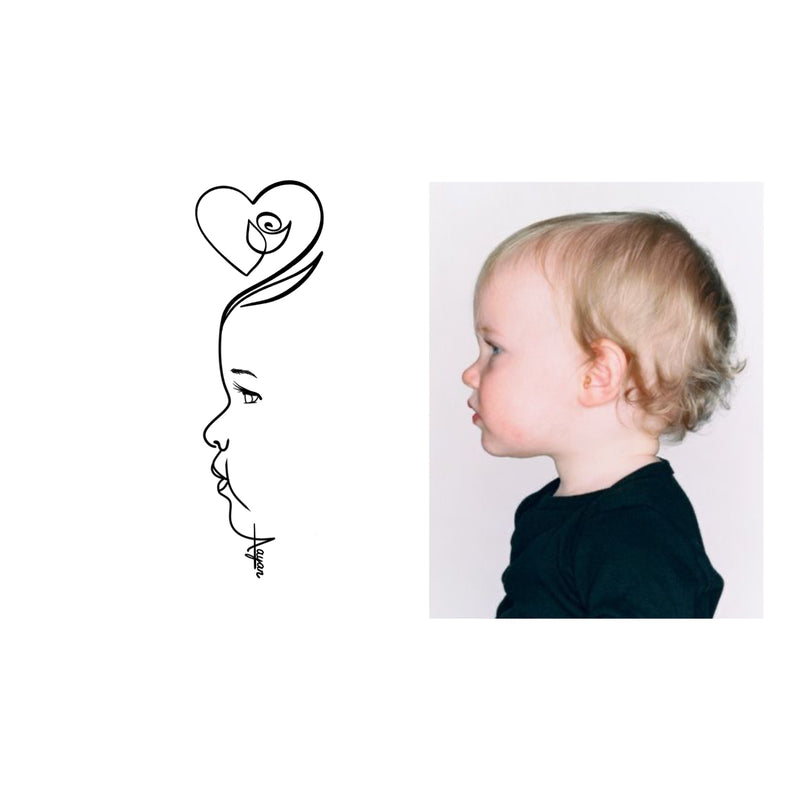 Custom Line Art Face Tattoo