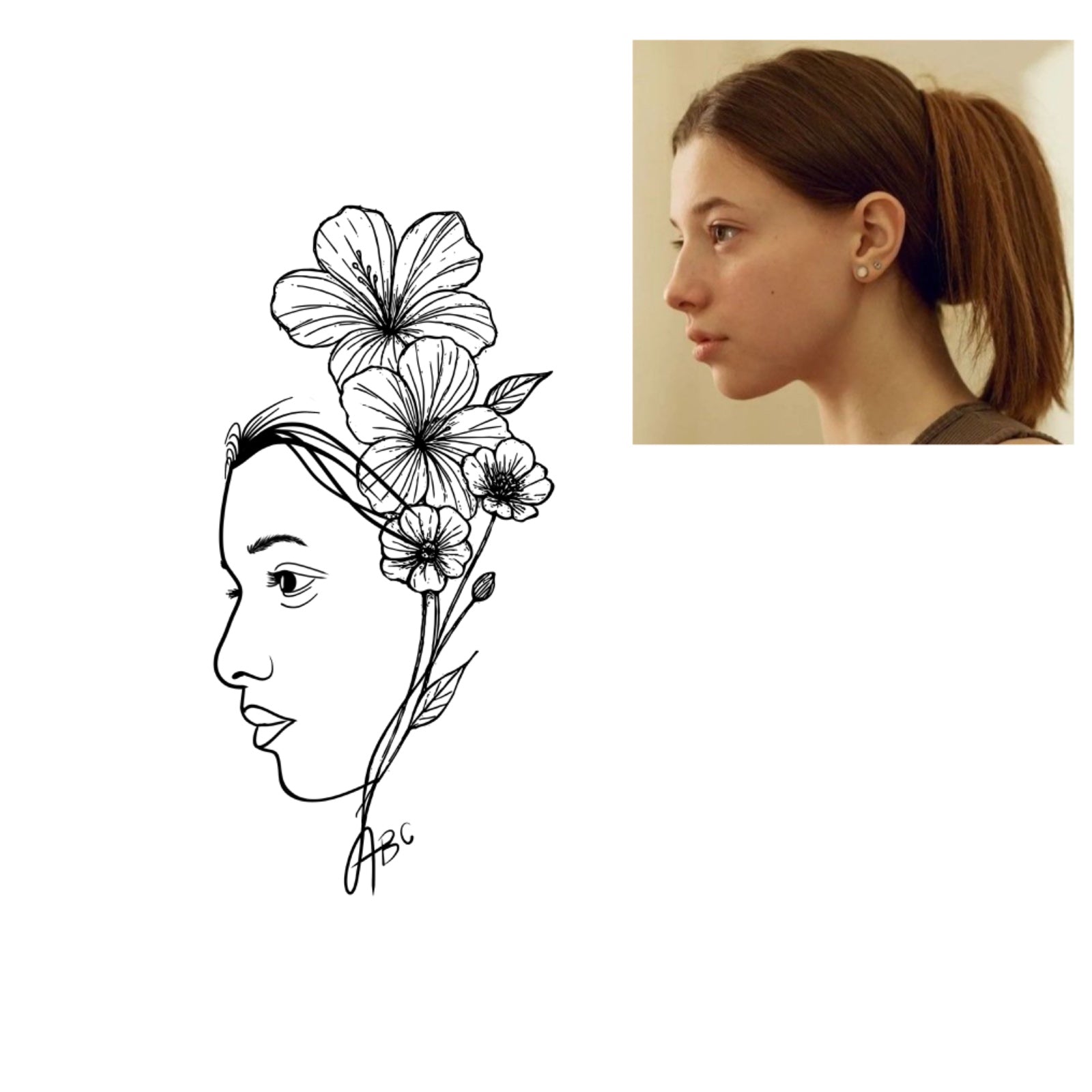 Custom Line Art Face Tattoo