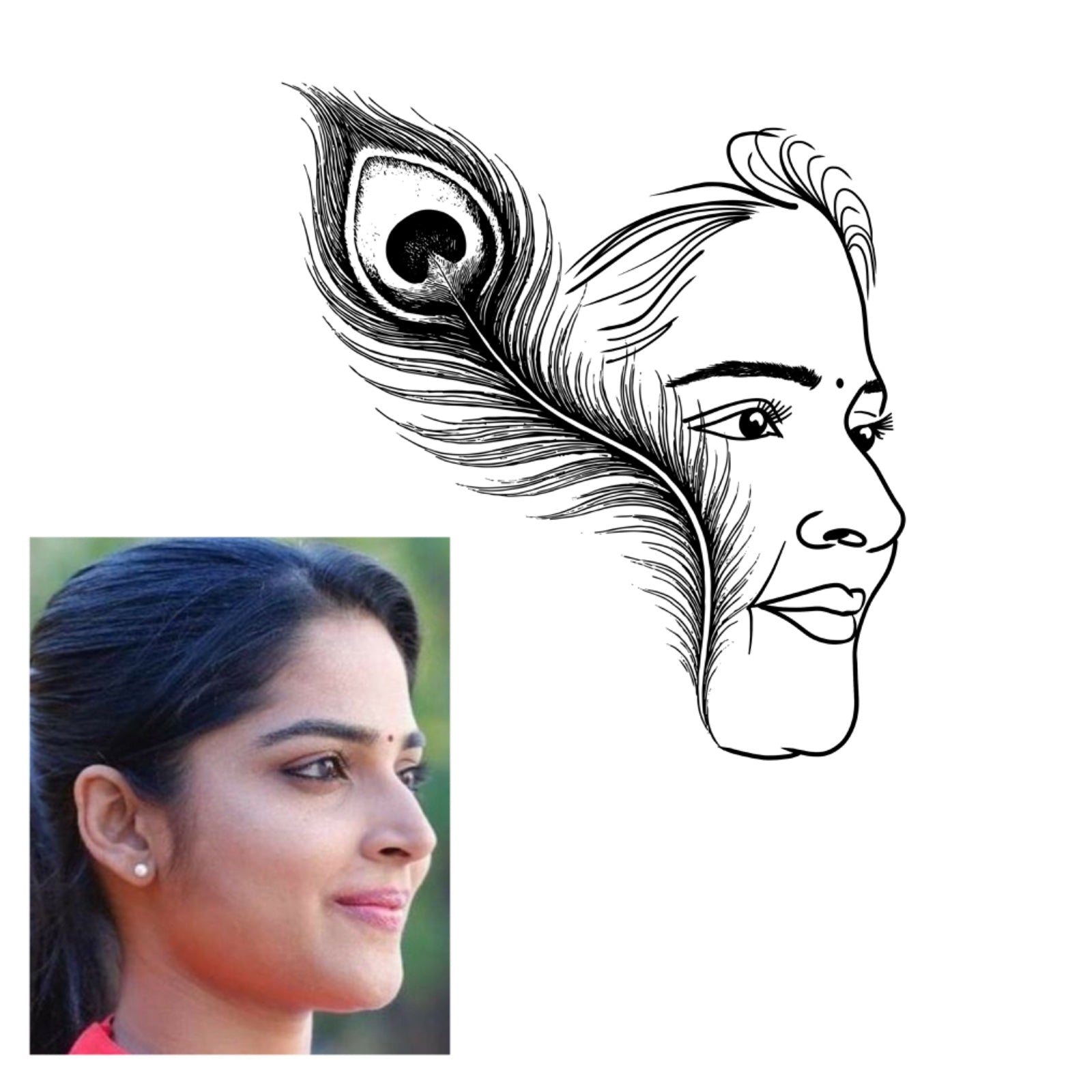 Custom Line Art Face Tattoo