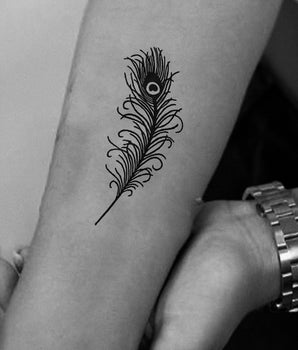 Peacock-Feather semi permanent tattoo