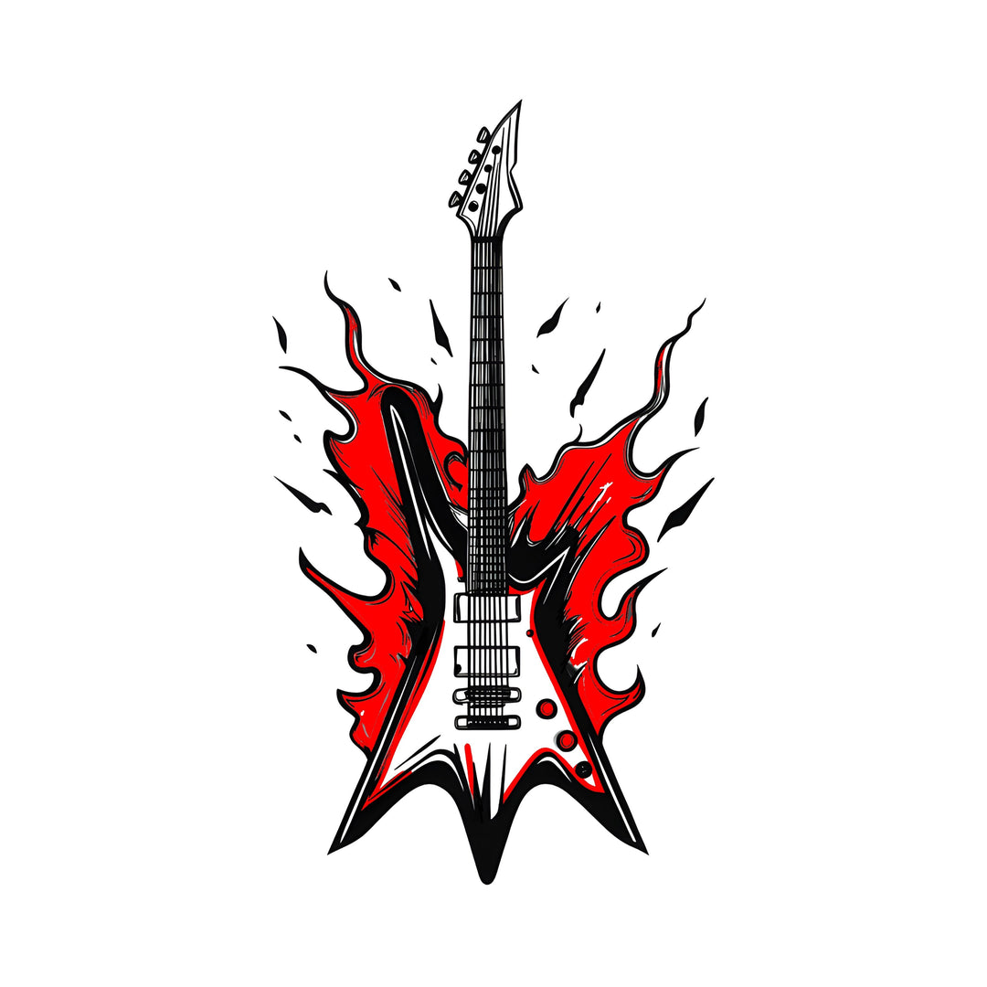 flaming guitar tattoo