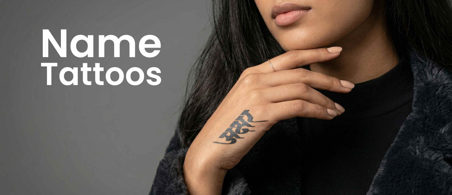 Person with a tattoo on their wrist and 'Name Tattoos' text