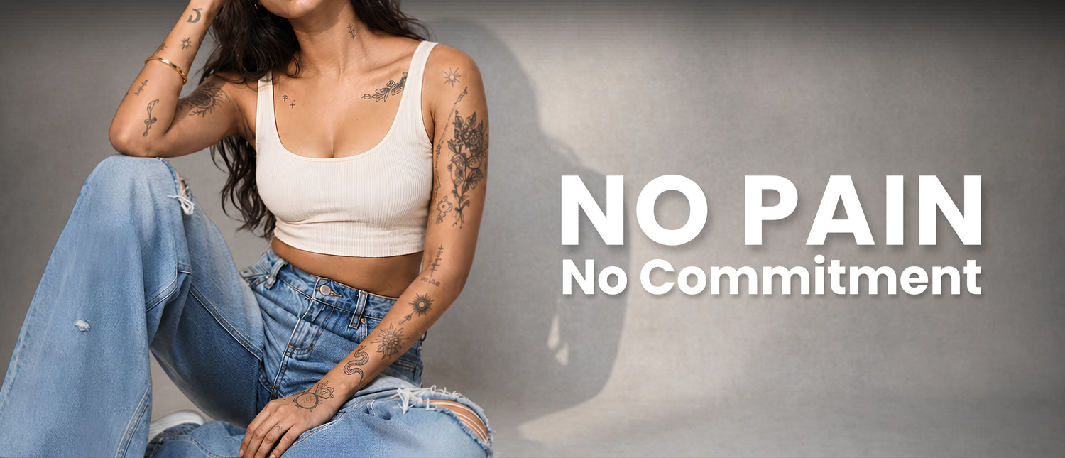 no pain no commitment temporary tattoo