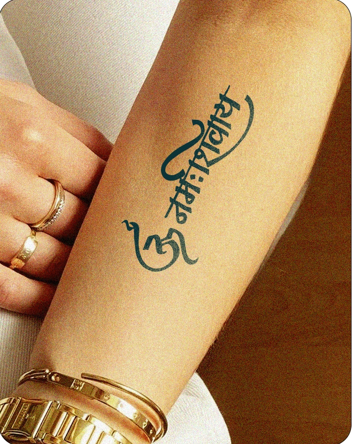 Om Namah shivay tattoos put on hand