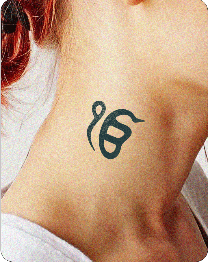Omkar tattoos put on neck