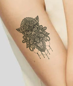 Owl-Mandala semi permanent tattoo
